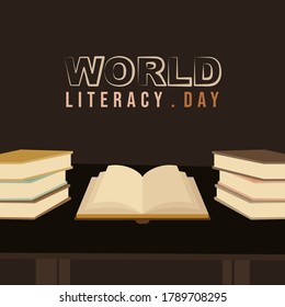 Books vector illustration. Perfect template for World Literacy Day design.