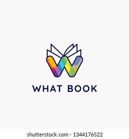 Books vector logo. Education logo. W letter logo. Reading emblem