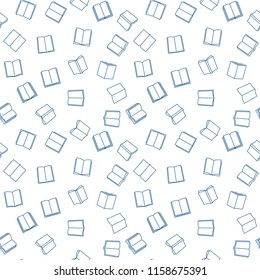 Books vector minimal seamless pattern or texture in outline style