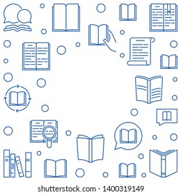 Books vector outline frame. Education and learning concept illustration with book linear icons