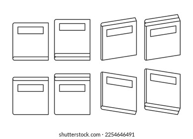 Books vector set icon with line design, white background.