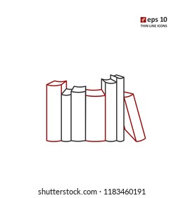 Books - vector thin line icon on white background. Symbol for web, infographics, print design and mobile UX/UI kit. Vector illustration, EPS10.