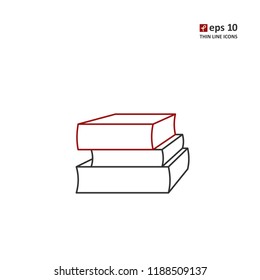 Books - vector thin line icon on white background. Symbol for web, infographics, print design and mobile UX/UI kit. Vector illustration, EPS10.