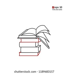 Books - vector thin line icon on white background. Symbol for web, infographics, print design and mobile UX/UI kit. Vector illustration, EPS10.