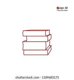 Books - vector thin line icon on white background. Symbol for web, infographics, print design and mobile UX/UI kit. Vector illustration, EPS10.