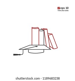 Books - vector thin line icon on white background. Symbol for web, infographics, print design and mobile UX/UI kit. Vector illustration, EPS10.