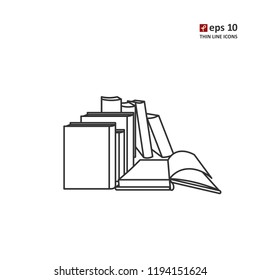 Books - vector thin line icon on white background. Symbol for web, infographics, print design and mobile UX/UI kit. Vector illustration, EPS10.