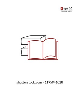 Books - vector thin line icon on white background. Symbol for web, infographics, print design and mobile UX/UI kit. Vector illustration, EPS10.