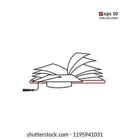 Books - vector thin line icon on white background. Symbol for web, infographics, print design and mobile UX/UI kit. Vector illustration, EPS10.