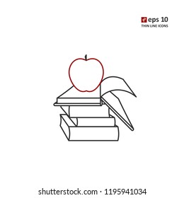 Books - vector thin line icon on white background. Symbol for web, infographics, print design and mobile UX/UI kit. Vector illustration, EPS10.