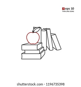 Books - vector thin line icon on white background. Symbol for web, infographics, print design and mobile UX/UI kit. Vector illustration, EPS10.