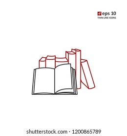 Books - vector thin line icon on white background. Symbol for web, infographics, print design and mobile UX/UI kit. Vector illustration, EPS10.