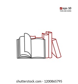 Books - vector thin line icon on white background. Symbol for web, infographics, print design and mobile UX/UI kit. Vector illustration, EPS10.