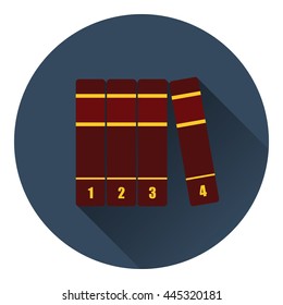 Books volumes icon. Flat color design. Vector illustration.