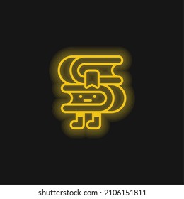 Books yellow glowing neon icon