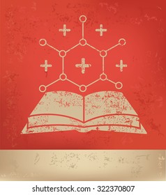 Book,science on red background,poster grunge design