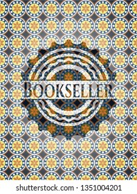Bookseller arabic style badge. Arabesque decoration.