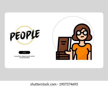 bookseller avatar on white background, very suitable for learning media