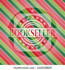 Bookseller christmas colors style badge.