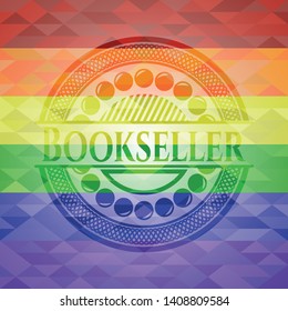 Bookseller lgbt colors emblem. Vector Illustration. Mosaic.