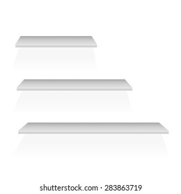 Bookshelf. 3d Empty Shelves For Presentation. Vector Illustration.