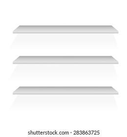 Bookshelf. 3d Empty Shelves For Presentation. Vector Illustration.
