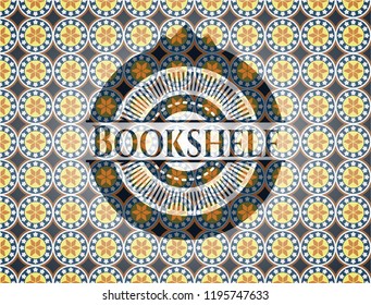 Bookshelf arabesque badge. arabic decoration.