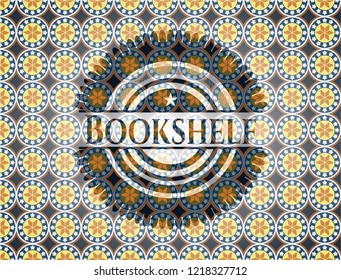Bookshelf arabesque emblem background. arabic decoration.