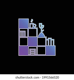Bookshelf blue gradient vector icon