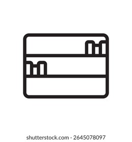  bookshelf with book icon. Vector of a bookshelf filled with books, for education or library topics.