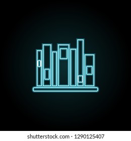 bookshelf, bookcase icon in neon style. Simple thin line, outline vector of education icons for UI and UX, website or mobile application