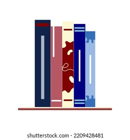 Bookshelf with books. A collection of books on a shelf. Literature. Colorful book cover. Reading