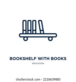 bookshelf with books icon from education collection. Thin linear bookshelf with books, education, bookshelf outline icon isolated on white background. Line vector bookshelf with books sign, symbol for