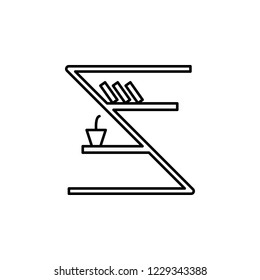 bookshelf with books icon. Element of outline furniture icon. Thin line icon for website design and development, app development. Premium icon