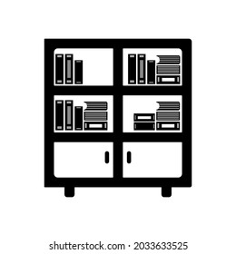 estantería con libros en biblioteca icono de vector plano para aplicaciones y sitios web