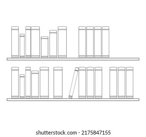 bookshelf with books outline vector