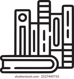 Estantería con libros, representando recursos educativos o de conocimiento. Estantería con el icono de los libros que representa la educación, los recursos del conocimiento y los materiales de aprendizaje.