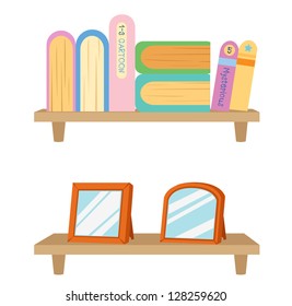 Bookshelf with books .vector