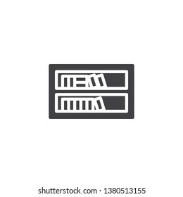 Bookshelf with books vector icon. filled flat sign for mobile concept and web design. Stack of Books on bookshelves glyph icon. Symbol, logo illustration. Pixel perfect vector graphics