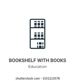 Bookshelf with books vector icon on white background. Flat vector bookshelf with books icon symbol sign from modern education collection for mobile concept and web apps design.