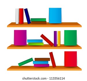 Bookshelf with books vector illustration