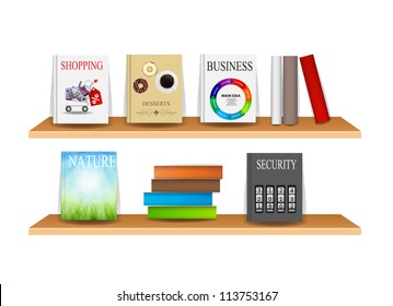 Bookshelf with books vector illustration