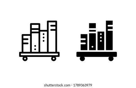 Bookshelf in bookstore, library Icon, Logo, Vector