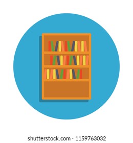 bookshelf colored in blue badge icon. Element of school icon for mobile concept and web apps. Detailed bookshelf icon can be used for web and mobile