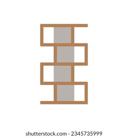 Bookshelf colored icon. Modern portable wooden zig zag rectangular shelf vector illustration in trendy style. Editable graphic resources for many purposes.