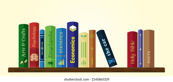 Bookshelf with Colorful Books. Bookcase with Literature Banner Design