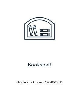 Bookshelf concept line icon. Linear Bookshelf concept outline symbol design. This simple element illustration can be used for web and mobile UI/UX.