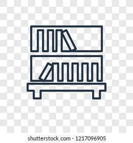 Bookshelf concept vector linear icon isolated on transparent background, Bookshelf concept transparency concept in outline style