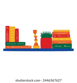 Bookshelf design with various shapes and colorful