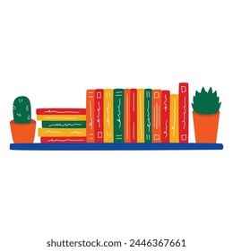 Bookshelf design with various shapes and colorful